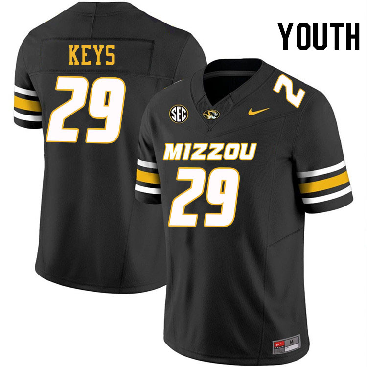 Youth #29 Cameron Keys Missouri Tigers College Football Jerseys Stitched-Black